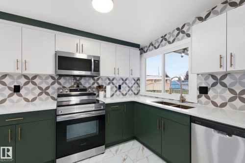 8043 135 Avenue, Edmonton, AB - Indoor Photo Showing Kitchen With Double Sink