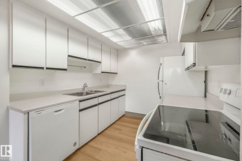 201 4404 122 Street, Edmonton, AB - Indoor Photo Showing Kitchen With Double Sink
