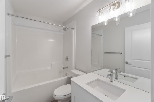 Bathroom with vanity and shower / washtub combination - 262 Chappelle Drive, Edmonton, AB - Indoor Photo Showing Bathroom