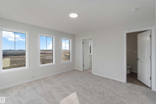 Unfurnished bedroom with light colored carpet and connected bathroom - 262 Chappelle Drive, Edmonton, AB - Indoor Photo Showing Other Room