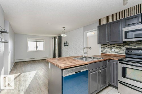 103 4309 33 Street, Stony Plain, AB - Indoor Photo Showing Kitchen With Double Sink