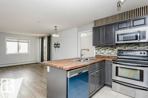 103 4309 33 Street, Stony Plain, AB - Indoor Photo Showing Kitchen With Double Sink