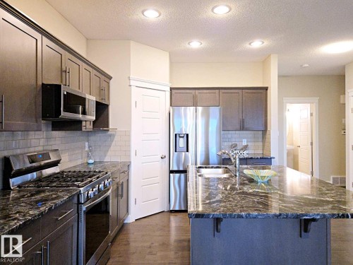 16707 18 Avenue, Edmonton, AB - Indoor Photo Showing Kitchen With Stainless Steel Kitchen With Double Sink With Upgraded Kitchen