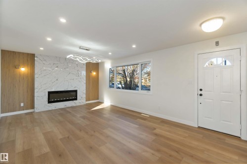 5907 137 Avenue, Edmonton, AB - Indoor Photo Showing Living Room With Fireplace