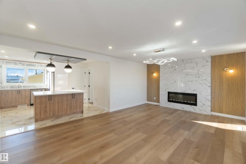 5907 137 Avenue, Edmonton, AB - Indoor Photo Showing Living Room With Fireplace