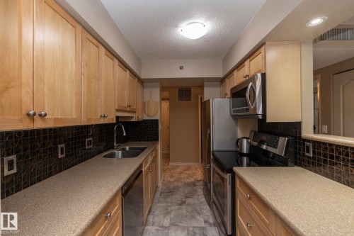 205 10130 114 Street, Edmonton, AB - Indoor Photo Showing Kitchen With Double Sink