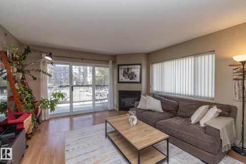 205 10130 114 Street, Edmonton, AB - Indoor Photo Showing Living Room With Fireplace