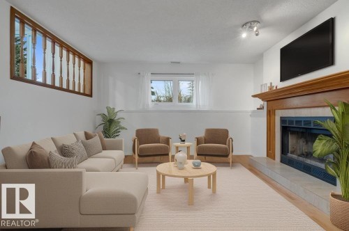 7344 190A Street, Edmonton, AB - Indoor Photo Showing Living Room With Fireplace