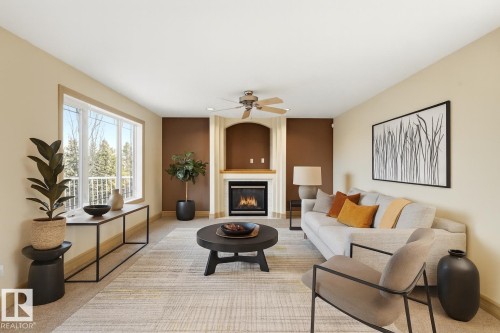 Virtually staged - 1610 Haswell Court, Edmonton, AB - Indoor Photo Showing Living Room With Fireplace