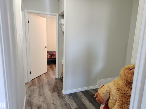 Hall with wood finished floors and baseboards - 162 Abbottsfield Road, Edmonton, AB - Indoor Photo Showing Other Room