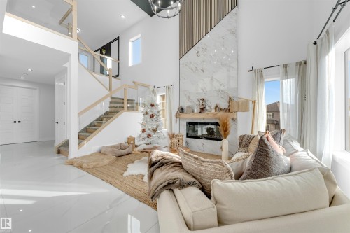 3822 42 Avenue, Beaumont, AB - Indoor Photo Showing Other Room With Fireplace