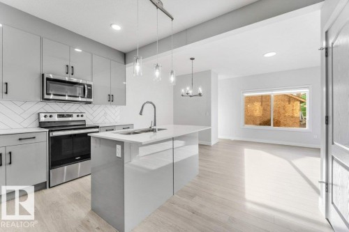 1007 Aster Boulevard, Edmonton, AB - Indoor Photo Showing Kitchen With Double Sink With Upgraded Kitchen