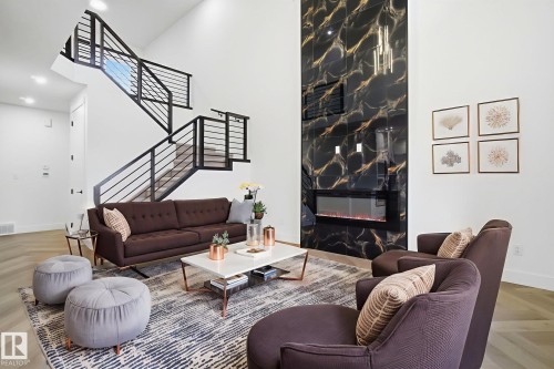 3309 Chernowski Way, Edmonton, AB - Indoor Photo Showing Living Room With Fireplace