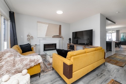 5439 Chappelle Road, Edmonton, AB - Indoor Photo Showing Living Room With Fireplace