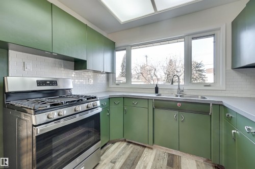 9648 74 Street Nw, Edmonton, AB - Indoor Photo Showing Kitchen With Double Sink