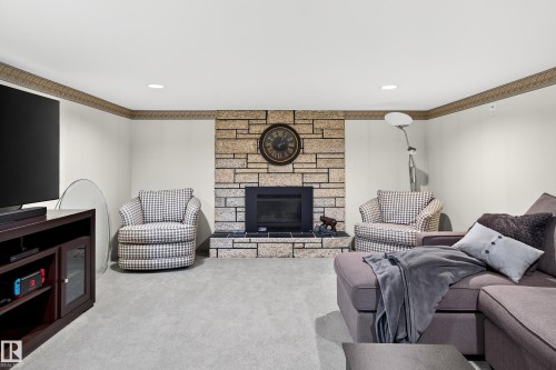 743 Lee Ridge Road Nw, Edmonton, AB - Indoor Photo Showing Living Room With Fireplace