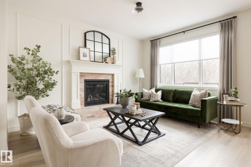 17419 7 Street, Edmonton, AB - Indoor Photo Showing Living Room With Fireplace