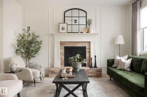 17419 7 Street, Edmonton, AB - Indoor Photo Showing Living Room With Fireplace