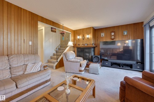 1064 Millbourne Road E, Edmonton, AB - Indoor Photo Showing Living Room With Fireplace