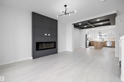 2109 Crossbill Lane, Edmonton, AB - Indoor Photo Showing Living Room With Fireplace
