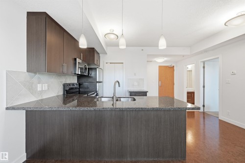 802 10055 118 Street, Edmonton, AB - Indoor Photo Showing Kitchen With Double Sink With Upgraded Kitchen