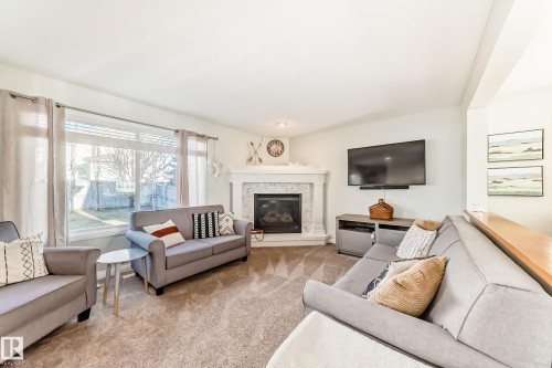 20448 56 Avenue, Edmonton, AB - Indoor Photo Showing Living Room With Fireplace