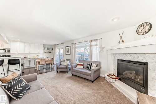 20448 56 Avenue, Edmonton, AB - Indoor Photo Showing Living Room With Fireplace
