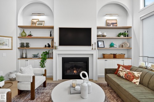 14 Jane Point(E), St. Albert, AB - Indoor Photo Showing Living Room With Fireplace