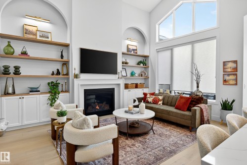 14 Jane Point(E), St. Albert, AB - Indoor Photo Showing Living Room With Fireplace