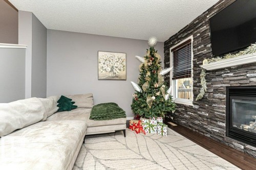 1017 Watt Promenade, Edmonton, AB - Indoor Photo Showing Living Room With Fireplace