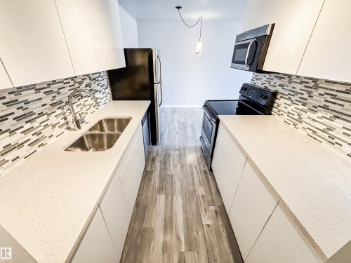 204 10434 125 Street, Edmonton, AB - Indoor Photo Showing Kitchen With Double Sink