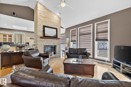 8835 159A Avenue, Edmonton, AB - Indoor Photo Showing Living Room With Fireplace