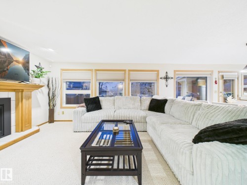 92 Dufferin Street, St. Albert, AB - Indoor Photo Showing Living Room With Fireplace