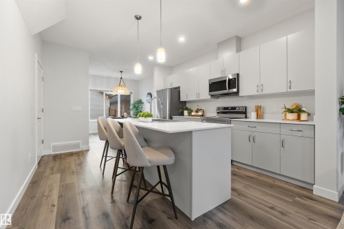 18955 29 Avenue, Edmonton, AB - Indoor Photo Showing Kitchen With Stainless Steel Kitchen With Upgraded Kitchen