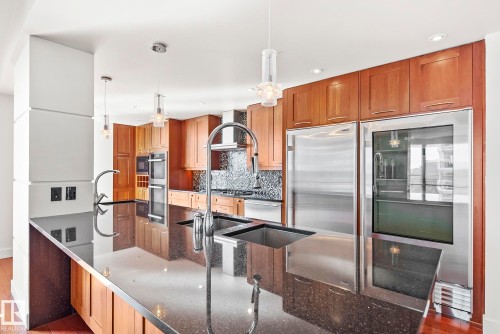 1200 11933 Jasper Avenue, Edmonton, AB - Indoor Photo Showing Kitchen With Upgraded Kitchen
