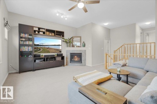 21933 94A Avenue Nw, Edmonton, AB - Indoor Photo Showing Living Room With Fireplace