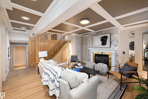 19020 86 Avenue, Edmonton, AB - Indoor Photo Showing Living Room With Fireplace