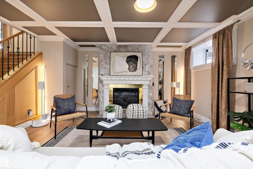 19020 86 Avenue, Edmonton, AB - Indoor Photo Showing Living Room With Fireplace