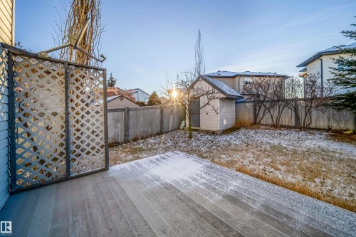 Wooden deck featuring a fenced backyard and a shed - 3504 20 Street, Edmonton, AB - Outdoor
