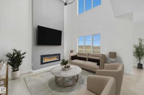 37 Gable Common, Spruce Grove, AB - Indoor Photo Showing Living Room With Fireplace