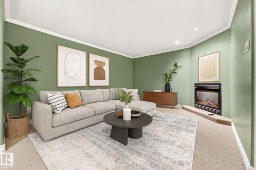 11423 127 Street, Edmonton, AB - Indoor Photo Showing Living Room With Fireplace