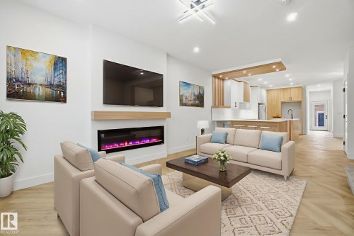 10919 79 Avenue, Edmonton, AB - Indoor Photo Showing Living Room With Fireplace