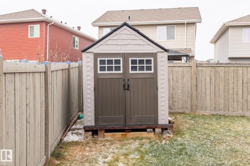 View of shed featuring a fenced backyard - 1888 33 Street, Edmonton, AB - Outdoor With Exterior