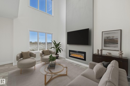 43 Gable Common, Spruce Grove, AB - Indoor Photo Showing Living Room With Fireplace