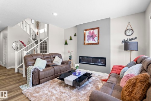73 Redspur Drive, St. Albert, AB - Indoor Photo Showing Living Room With Fireplace
