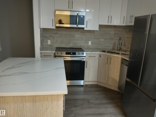 Edmonton, AB - Indoor Photo Showing Kitchen With Stainless Steel Kitchen With Double Sink With Upgraded Kitchen