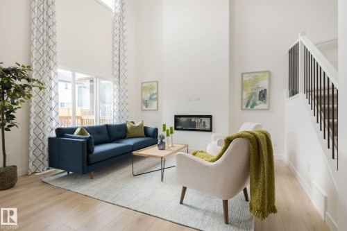 4019 208 Street, Edmonton, AB - Indoor Photo Showing Living Room With Fireplace