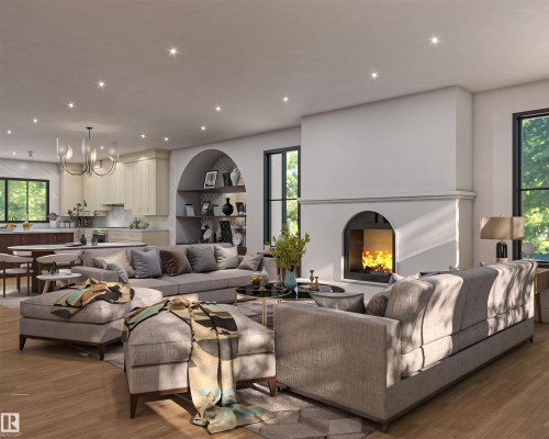 9023 90 Street, Edmonton, AB - Indoor Photo Showing Living Room With Fireplace