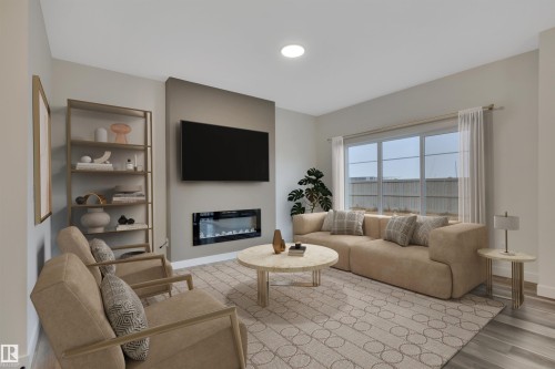 8821 223A Street, Edmonton, AB - Indoor Photo Showing Living Room With Fireplace