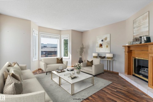 3520 60 Street, Edmonton, AB - Indoor Photo Showing Living Room With Fireplace